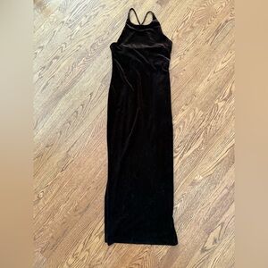 RHAPSODY Chocolate Brown Velvet Maxi Dress Y2K Whimsigoth Grunge Slinky Flirty 4